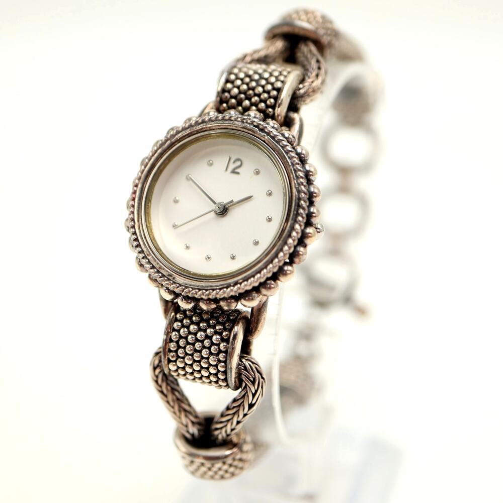 Vintage 925 Sterling Silver 26mm Watch Quartz Bracelet 50g with New Battery